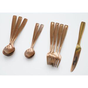 Cambridge O-16 Gold Tone Flatware Spoons Forks Knife Lot of 10